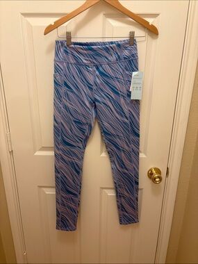 Zella Purple Wave Print Leggings size 14-16 kids